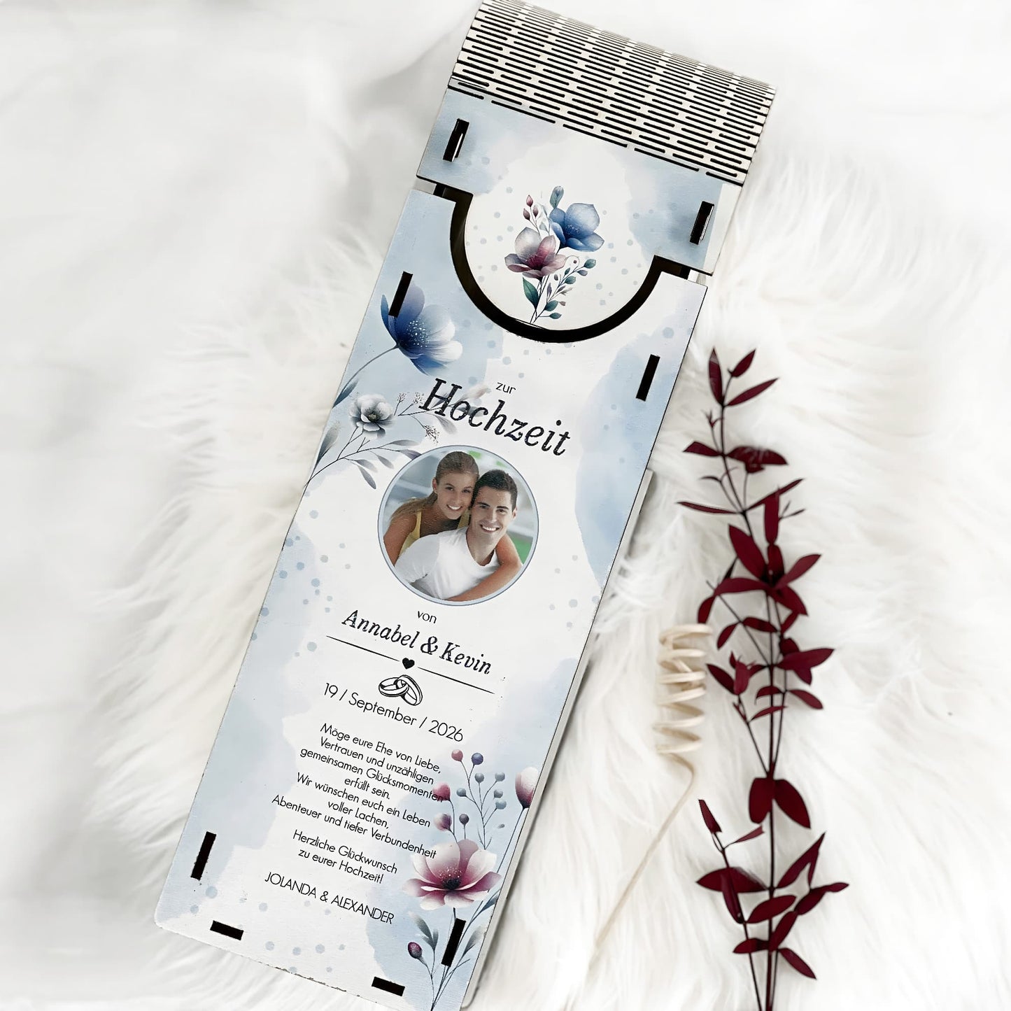 Weinbox mit Druck, Hochzeit mit Foto