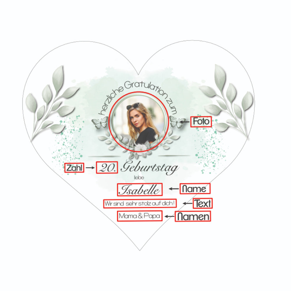 Herzbox mit Druck, Geburtstag mit Foto