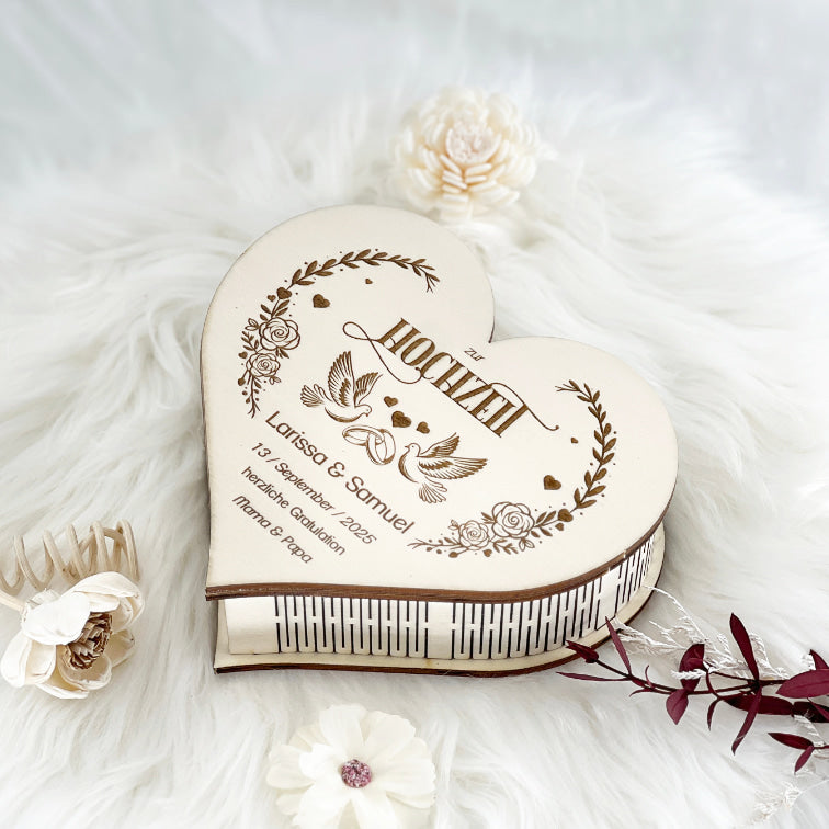 Herzbox Rohholz Hochzeit