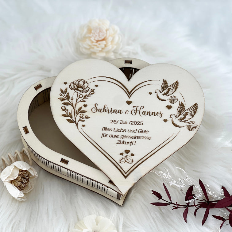 Herzbox Rohholz Hochzeit