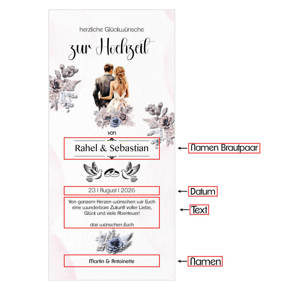 Weinbox mit Druck, Hochzeit ohne Foto