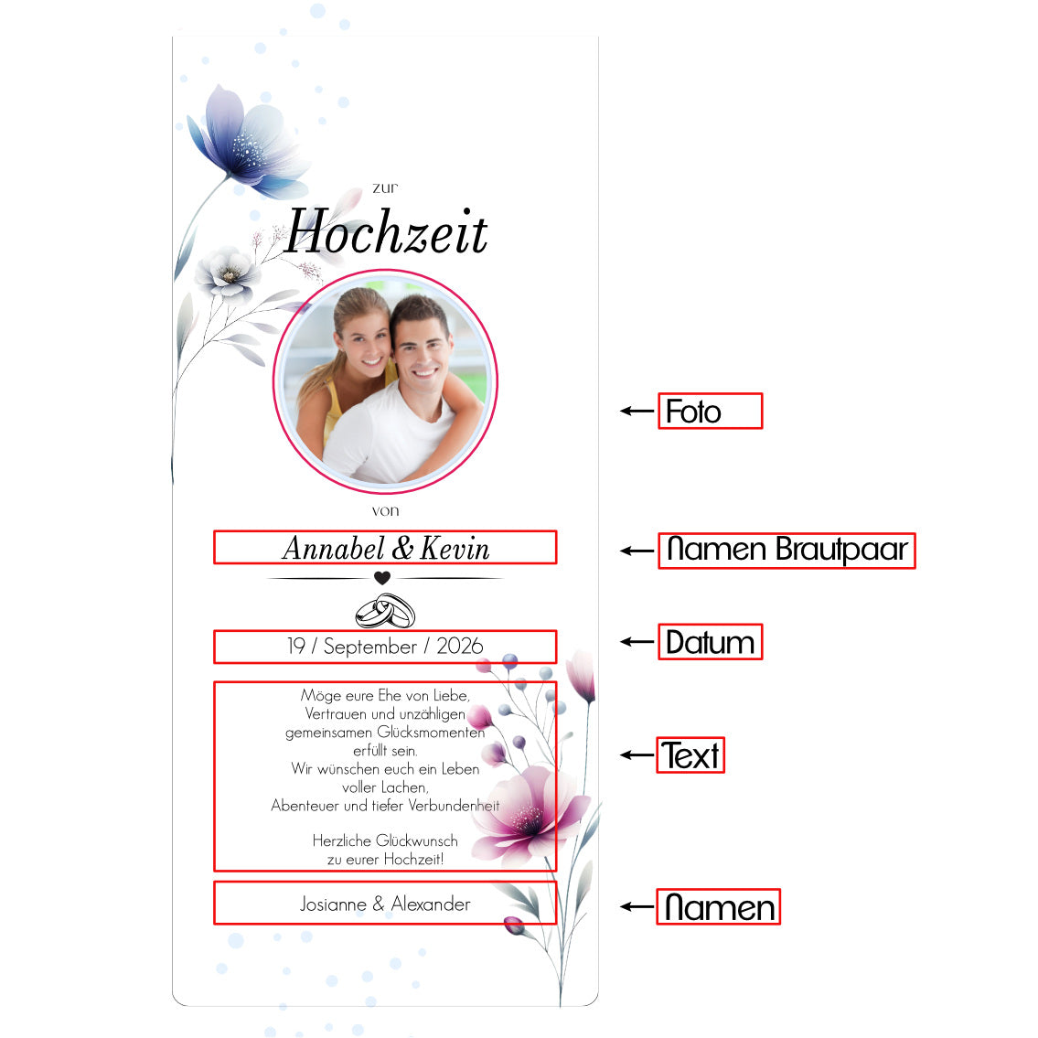 Weinbox mit Druck, Hochzeit mit Foto