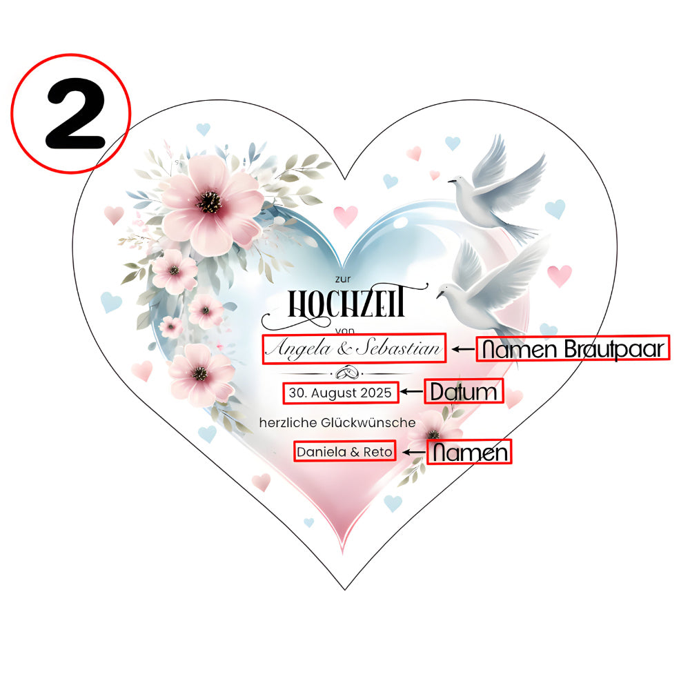 Herzbox mit Druck, Hochzeit