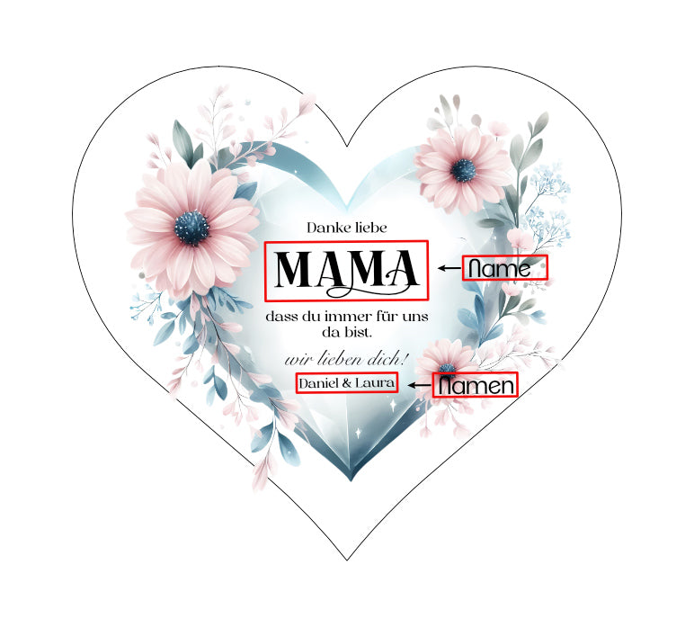 Herzbox mit Druck, Muttertag