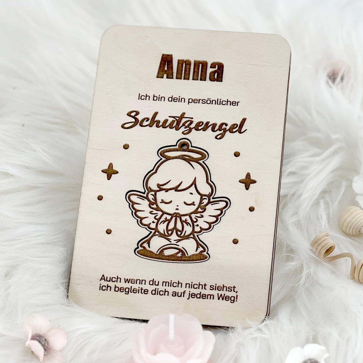 Schutzengel Anhänger Rohholz