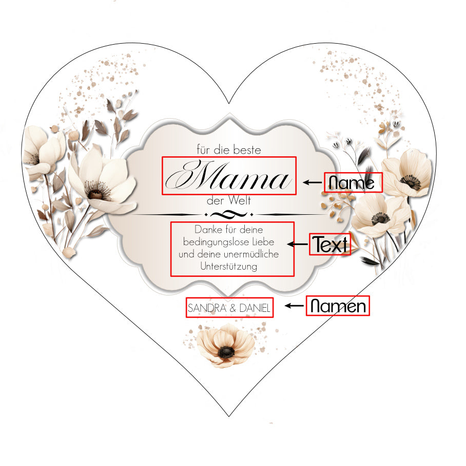 Herzhalter mit Druck zum Muttertag
