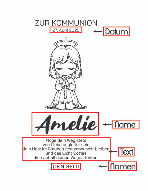Geldgeschenkkarte zur Kommunion oder zur Firmung