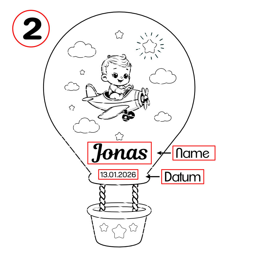 Türschild Luftballon Naturholz