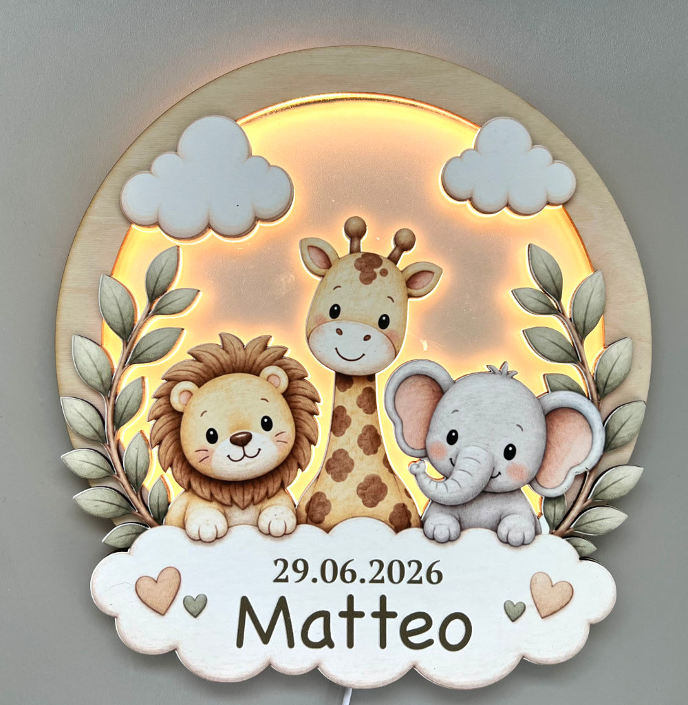 Wandlicht Kinderzimmer Geburtsdatum Namen
