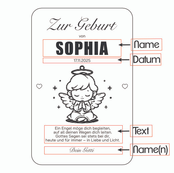 Geldgeschenkkarte zur Taufe oder zur Geburt