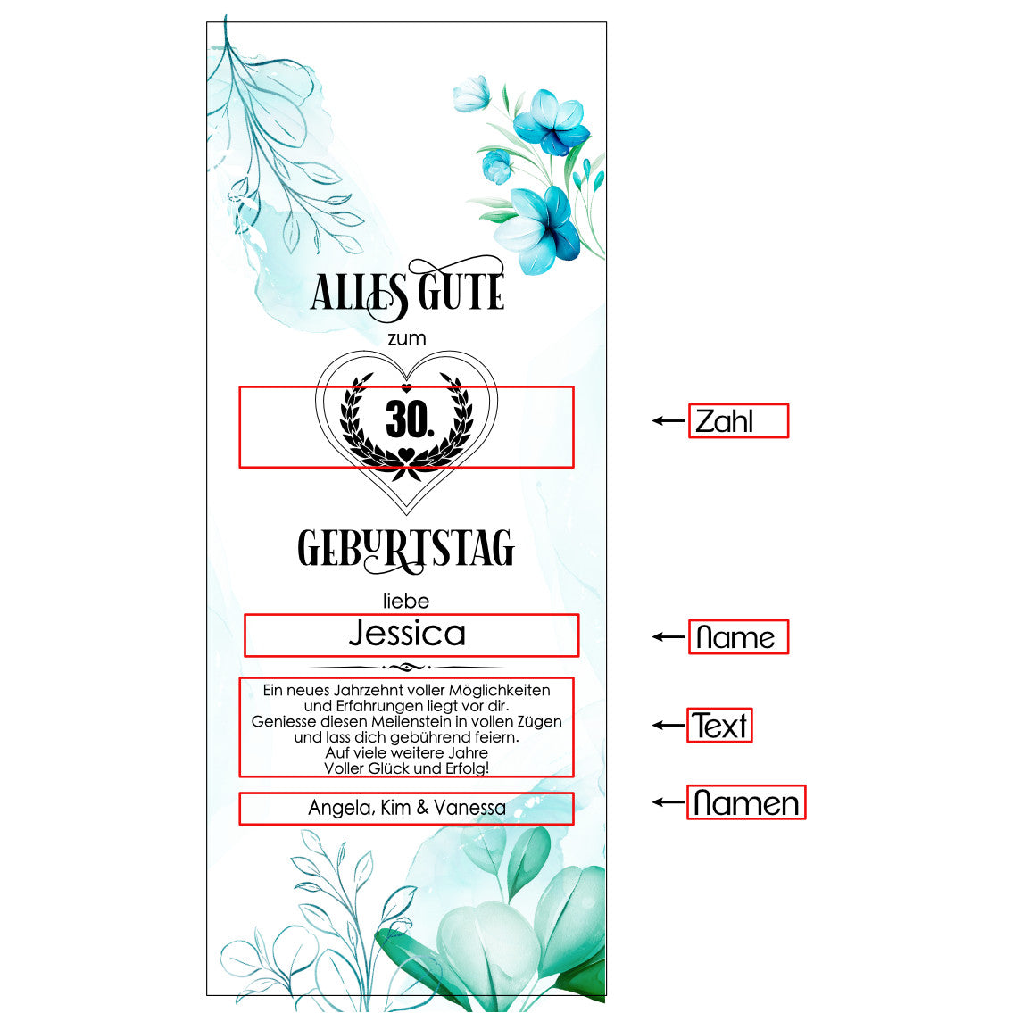 Weinbox mit Druck, Geburtstag Acrylherz
