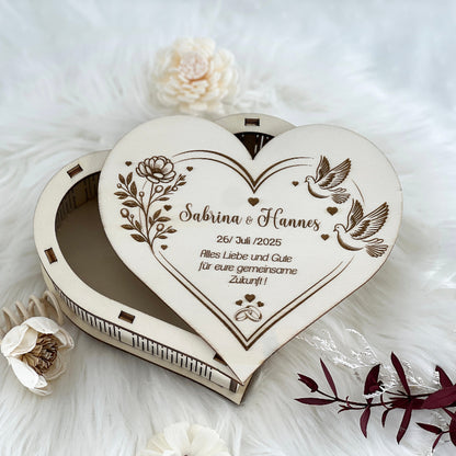 Herzbox Rohholz Hochzeit