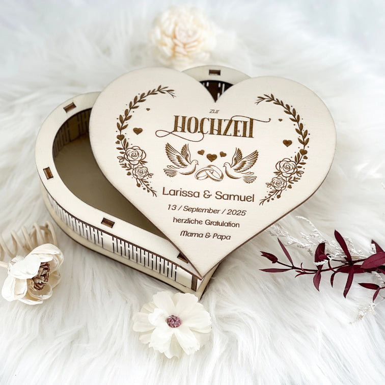 Herzbox Rohholz Hochzeit