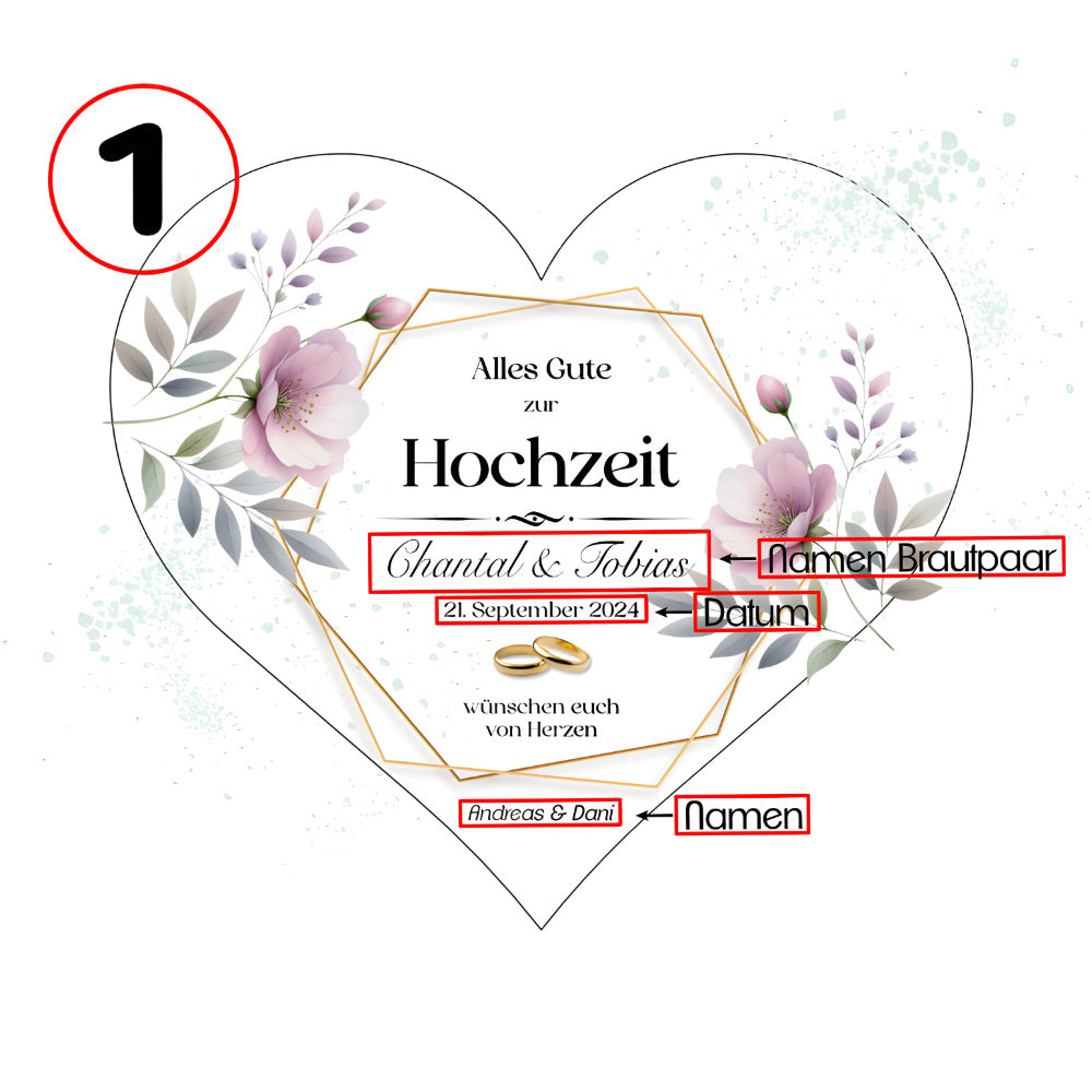 Herzbox mit Druck, Hochzeit
