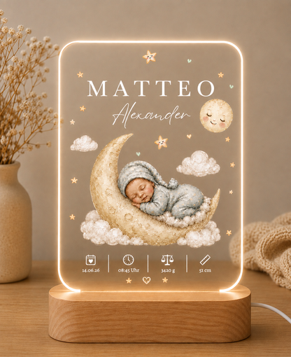 Personalisiertes Nachtlicht mit Gravur und UV-Druck