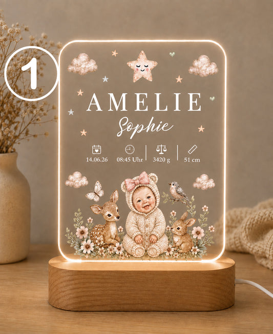 Personalisiertes Nachtlicht mit Gravur und UV-Druck
