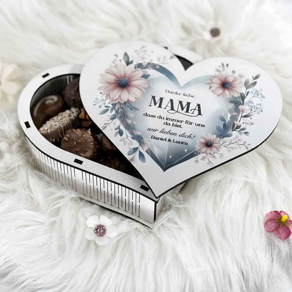 Herzbox mit Druck, Muttertag