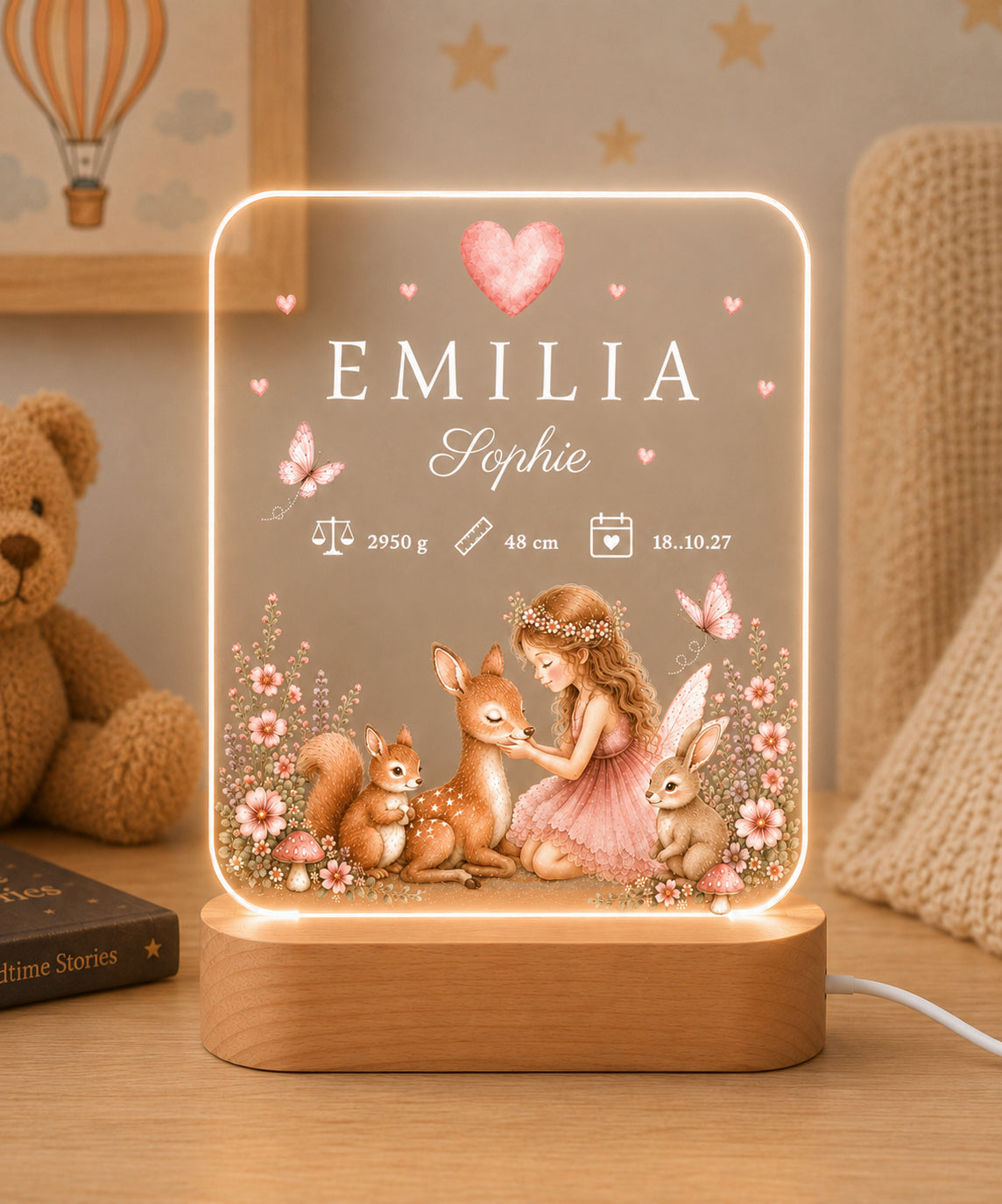 Personalisiertes Nachtlicht mit Gravur und UV-Druck