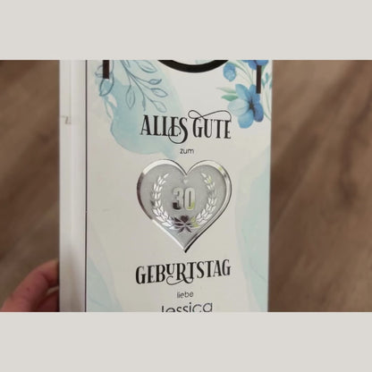 Weinbox mit Druck, Geburtstag Acrylherz