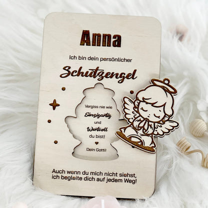 Schutzengel Anhänger Rohholz