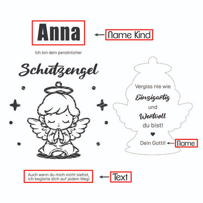 Schutzengel Anhänger Rohholz