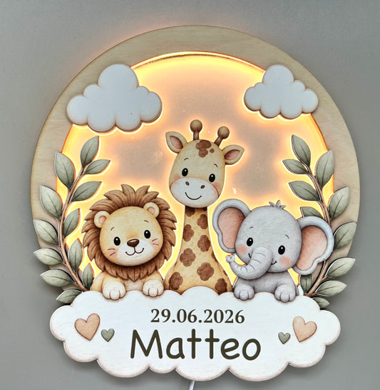 Wandlicht Kinderzimmer Geburtsdatum Namen