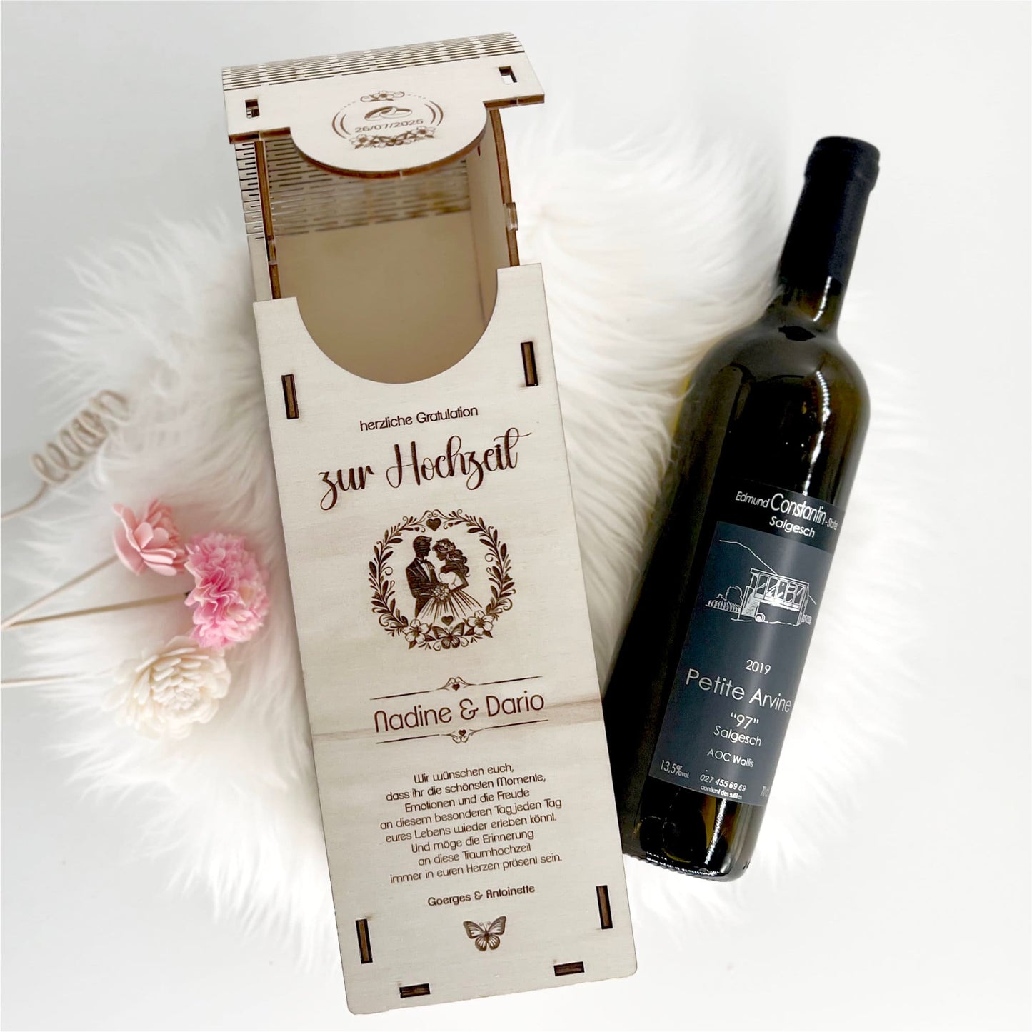 Weinbox Rohholz Hochzeit