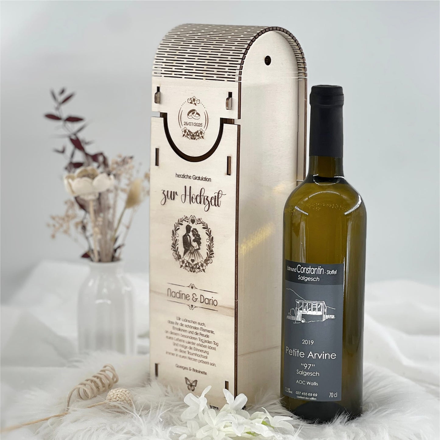 Weinbox Rohholz Hochzeit
