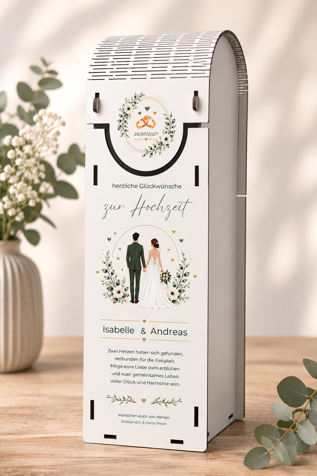 Personalisierte Weinbox zur Hochzeit & UV-Druck