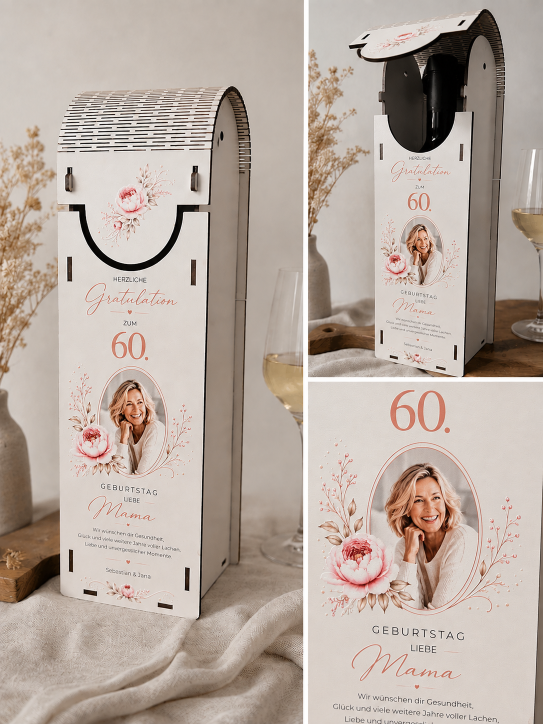 Weinbox mit Druck, Geburtstag mit Foto