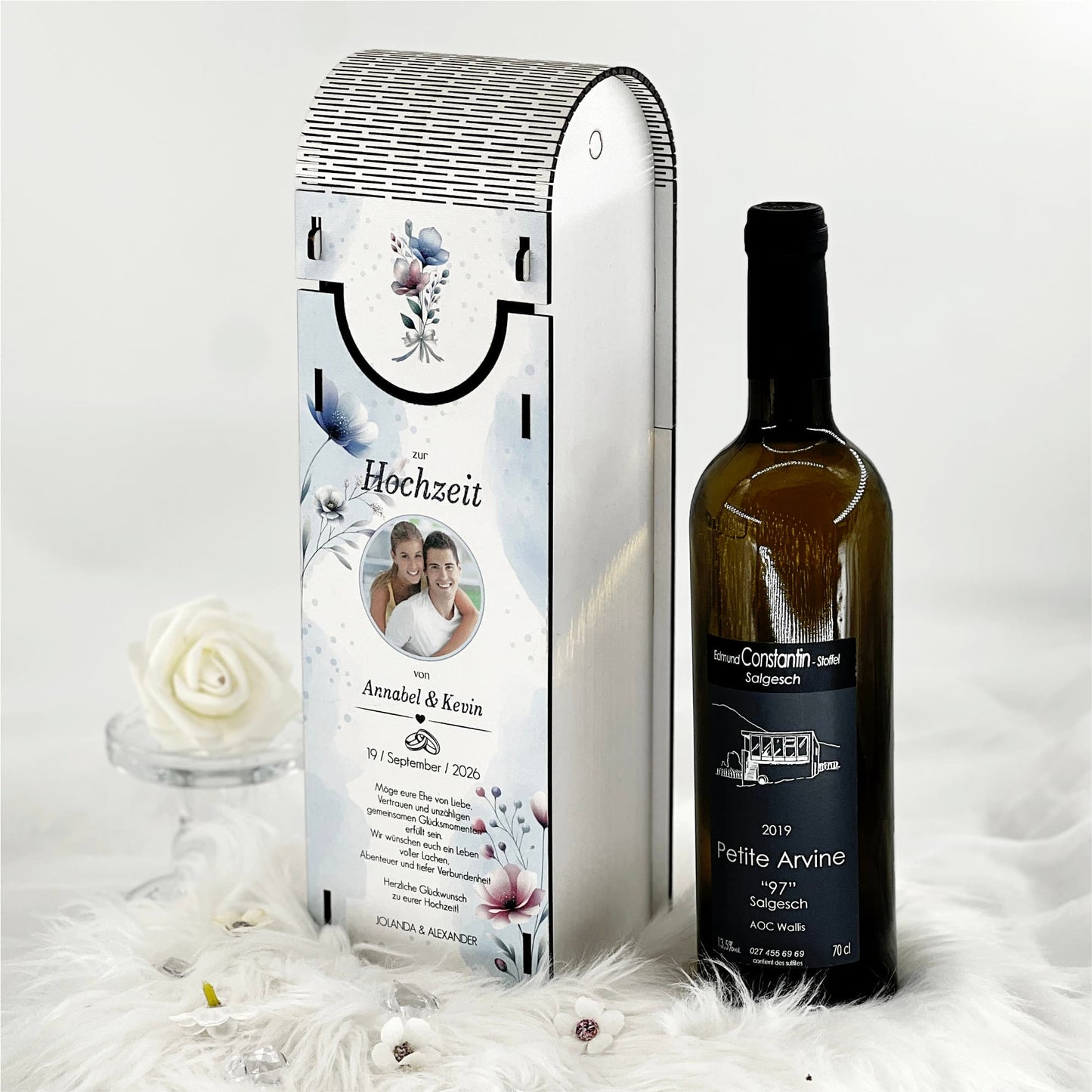 Weinbox mit Druck, Hochzeit mit Foto