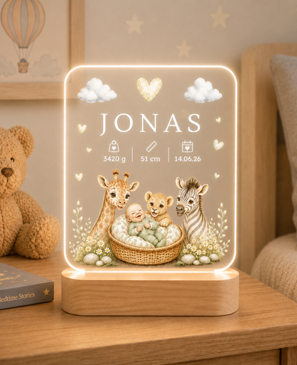 Personalisiertes Nachtlicht mit Gravur und UV-Druck